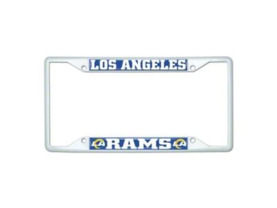 License Plate Frame with Los Angeles Rams; White (Universal; Some Adaptation May Be Required)