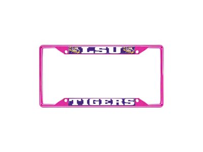 License Plate Frame with LSU; Pink (Universal; Some Adaptation May Be Required)