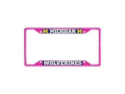 License Plate Frame with Michigan; Pink (Universal; Some Adaptation May Be Required)