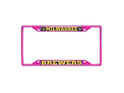 License Plate Frame with Milwaukee Brewers; Pink (Universal; Some Adaptation May Be Required)