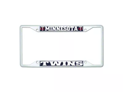 License Plate Frame with Minnesota Twins; White (Universal; Some Adaptation May Be Required)