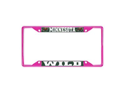 License Plate Frame with Minnesota Wild; Pink (Universal; Some Adaptation May Be Required)