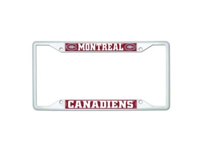 License Plate Frame with Montreal Canadiens; White (Universal; Some Adaptation May Be Required)