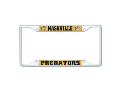 License Plate Frame with Nashville Predators; White (Universal; Some Adaptation May Be Required)