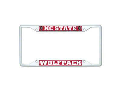 License Plate Frame with NC State; White (Universal; Some Adaptation May Be Required)