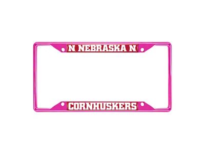 License Plate Frame with Nebraska; Pink (Universal; Some Adaptation May Be Required)