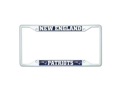 License Plate Frame with New England Patriots; White (Universal; Some Adaptation May Be Required)