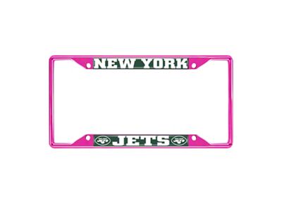 License Plate Frame with New York Jets; Pink (Universal; Some Adaptation May Be Required)