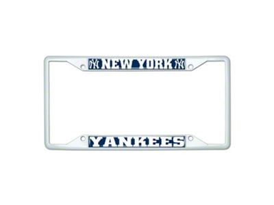 License Plate Frame with New York Yankees; White (Universal; Some Adaptation May Be Required)