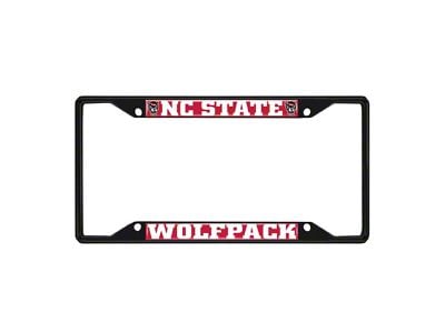 License Plate Frame with North Carolina State University Logo; Black and Black (Universal; Some Adaptation May Be Required)