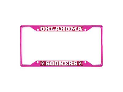 License Plate Frame with Oklahoma; Pink (Universal; Some Adaptation May Be Required)