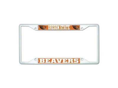 License Plate Frame with Oregon State; White (Universal; Some Adaptation May Be Required)