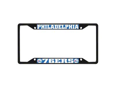 License Plate Frame with Philadelphia 76ers Logo; Black and Blue (Universal; Some Adaptation May Be Required)