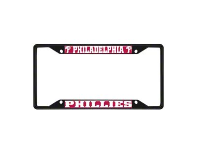 License Plate Frame with Philadelphia Phillies Logo; Black and Red (Universal; Some Adaptation May Be Required)