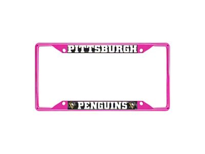 License Plate Frame with Pittsburgh Penguins; Pink (Universal; Some Adaptation May Be Required)