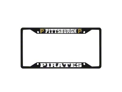 License Plate Frame with Pittsburgh Pirates Logo; Black and Black (Universal; Some Adaptation May Be Required)