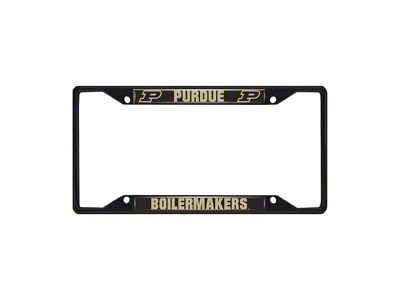 License Plate Frame with Purdue University Logo; Black and Black (Universal; Some Adaptation May Be Required)