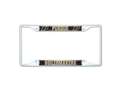 License Plate Frame with Purdue; White (Universal; Some Adaptation May Be Required)