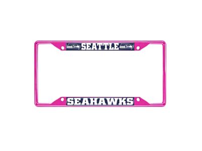 License Plate Frame with Seattle Seahawks; Pink (Universal; Some Adaptation May Be Required)