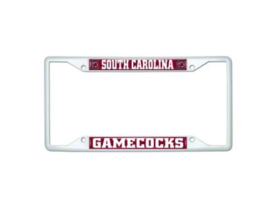 License Plate Frame with South Carolina; White (Universal; Some Adaptation May Be Required)