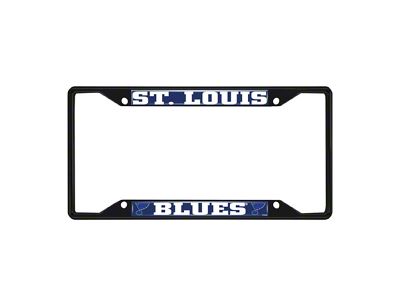 License Plate Frame with St. Louis Blues Logo; Black and Navy (Universal; Some Adaptation May Be Required)