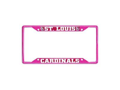 License Plate Frame with St. Louis Cardinals; Pink (Universal; Some Adaptation May Be Required)