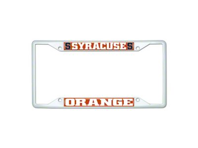 License Plate Frame with Syracuse; White (Universal; Some Adaptation May Be Required)