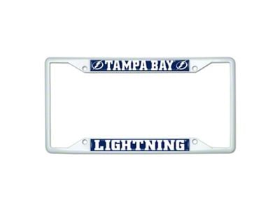 License Plate Frame with Tampa Bay Lightning; White (Universal; Some Adaptation May Be Required)