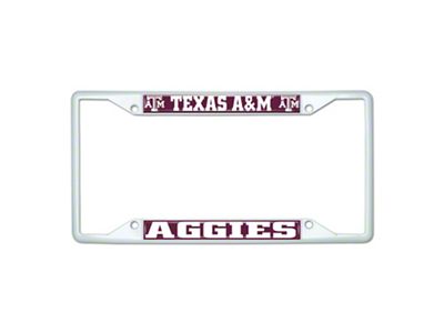 License Plate Frame with Texas A&M; White (Universal; Some Adaptation May Be Required)