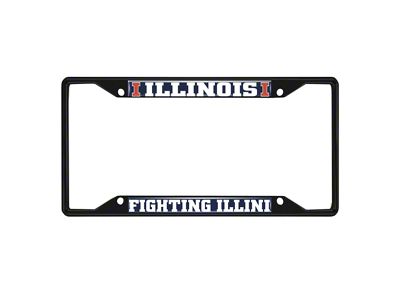 License Plate Frame with University of Illinois Logo; Black and Navy (Universal; Some Adaptation May Be Required)