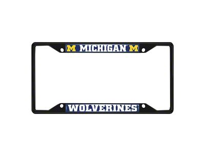 License Plate Frame with University of Michigan Logo; Black and Blue (Universal; Some Adaptation May Be Required)