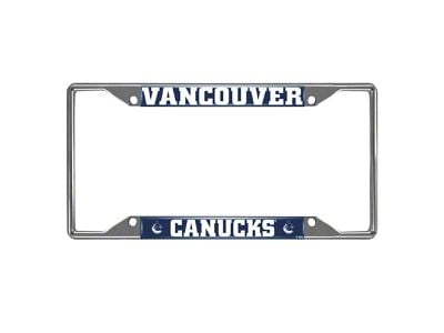 License Plate Frame with Vancouver Canucks Logo; Chrome (Universal; Some Adaptation May Be Required)