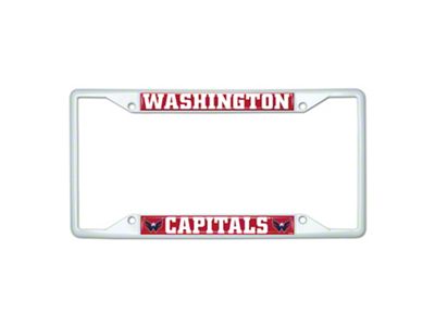 License Plate Frame with Washington Capitals; White (Universal; Some Adaptation May Be Required)