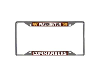 License Plate Frame with Washington Commanders Logo; Chrome (Universal; Some Adaptation May Be Required)