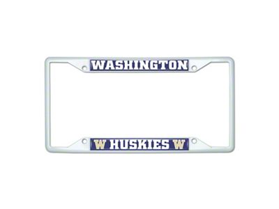 License Plate Frame with Washington; White (Universal; Some Adaptation May Be Required)