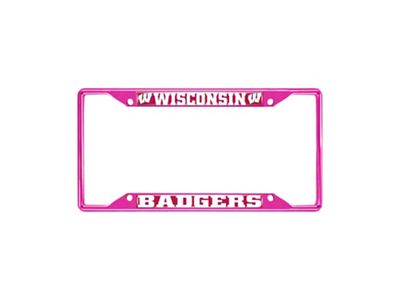 License Plate Frame with Wisconsin; Pink (Universal; Some Adaptation May Be Required)