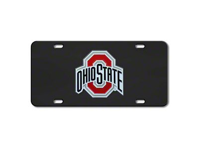 License Plate with Ohio State University Logo; Black (Universal; Some Adaptation May Be Required)