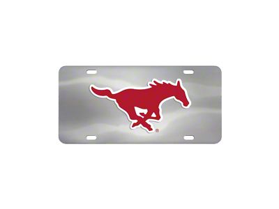 License Plate with Southern Methodist University Logo; Steel (Universal; Some Adaptation May Be Required)