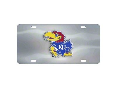 License Plate with University of Kansas Logo; Stainless Steel (Universal; Some Adaptation May Be Required)