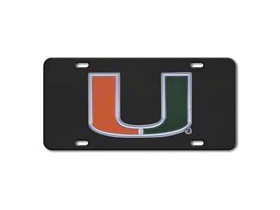 License Plate with University of Miami Logo; Black (Universal; Some Adaptation May Be Required)