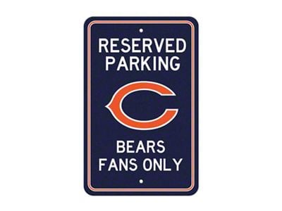 Parking Sign with Chicago Bears Logo; Navy