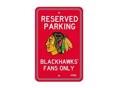 Parking Sign with Chicago Blackhawks Logo; Black