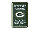 Parking Sign with Green Bay Packers Logo; Green