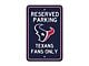 Parking Sign with Houston Texans Logo; Navy