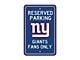 Parking Sign with New York Giants Logo; Dark Blue