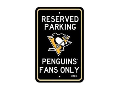 Parking Sign with Pittsburgh Penguins Logo; Black