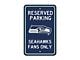 Parking Sign with Seattle Seahawks Logo; Navy