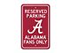 Parking Sign with University of Alabama Logo; Crimson