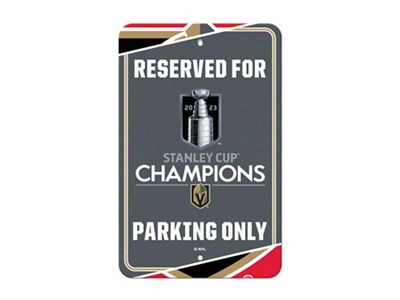 Parking Sign with Vegas Golden Knights Stanley Cup Champions Logo; Gray