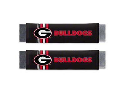 Rally Seatbelt Pads with Georgia Logo; Black (Universal; Some Adaptation May Be Required)